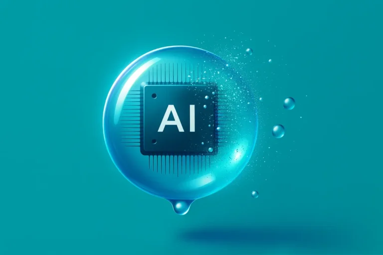 bolla ai con chip digitale che si dissolve in una sfera trasparente