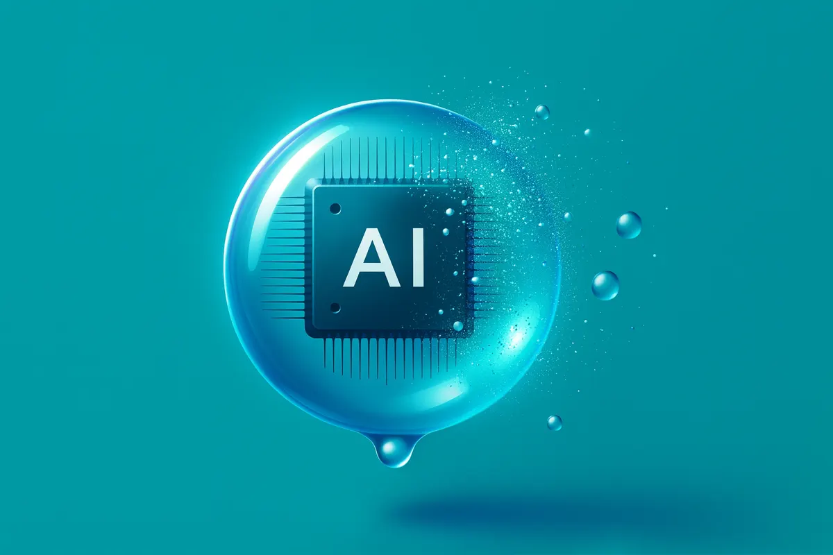 bolla ai con chip digitale che si dissolve in una sfera trasparente