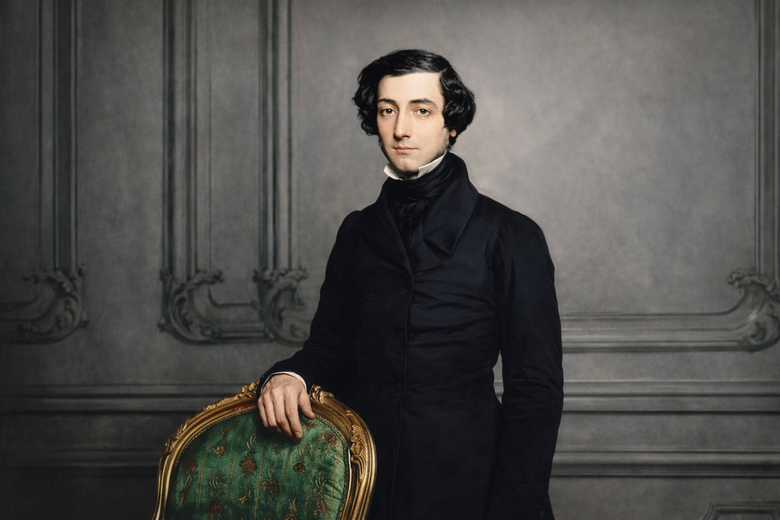 Alexis de Tocqueville, ritratto ottocentesco in abito formale nero